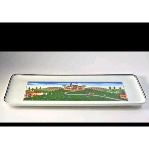 Villeroy & Boch Naif Village Scene 13.5" x 6" Rectangular Sandwich Tray - Picture 2 of 5